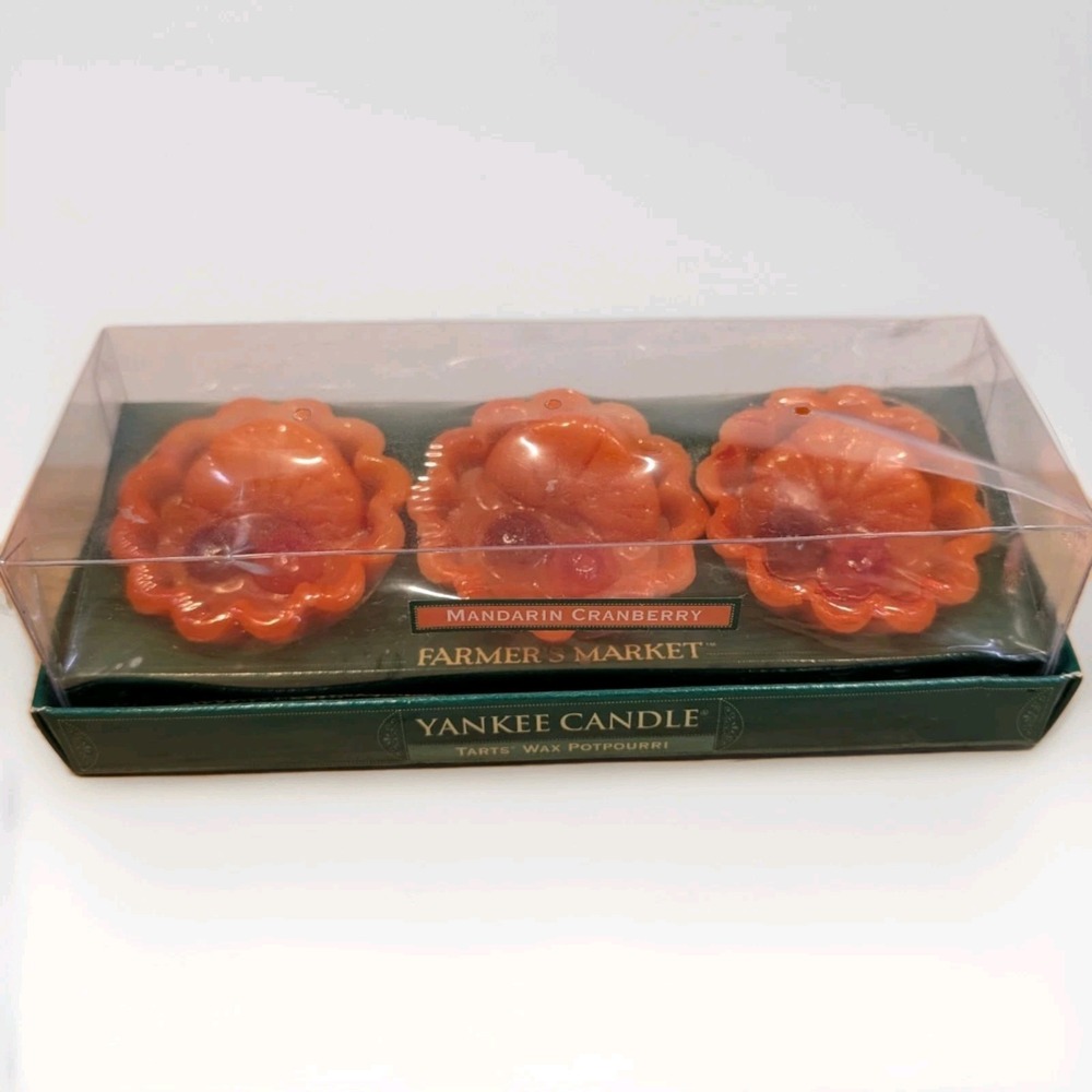 Rare Yankee Candle Farmers Market 3D Cranberry Mandarin Wax Tart Melts Set 3